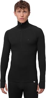 DANISH ENDURANCE Men's Merino Wool Long Sleeve Shirt, Half Zip, Thermal Underwear, Breathable, Antibacterial, Odor Resistant