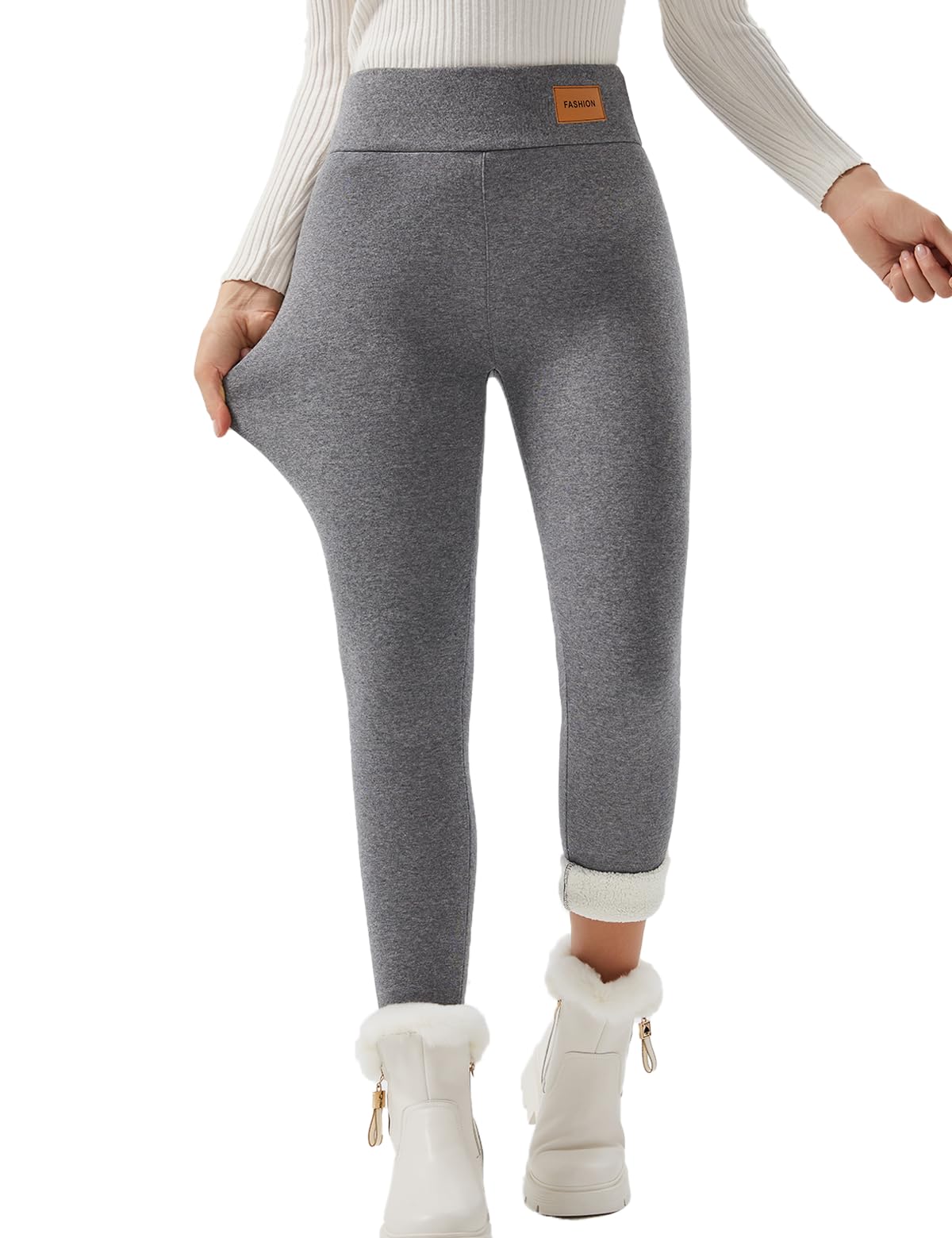 JK SUE JONES Fleece Lined Leggings Winter-Warm Thick Pants Women