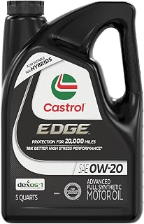 Castrol EDGE 0W-20 Advanced Full Synthetic Motor Oil, 5 Quarts
