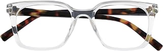 OPULIZE KOI Reading Glasses - Large Rectangular Frame - Transparent - Men and Women - Spring Hinges - R50-C - +2.50