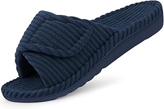 Litfun Orthopedic House Slippers for Women with Adjustable Arch Support, Indoor Slippers Open Toe Corduroy
