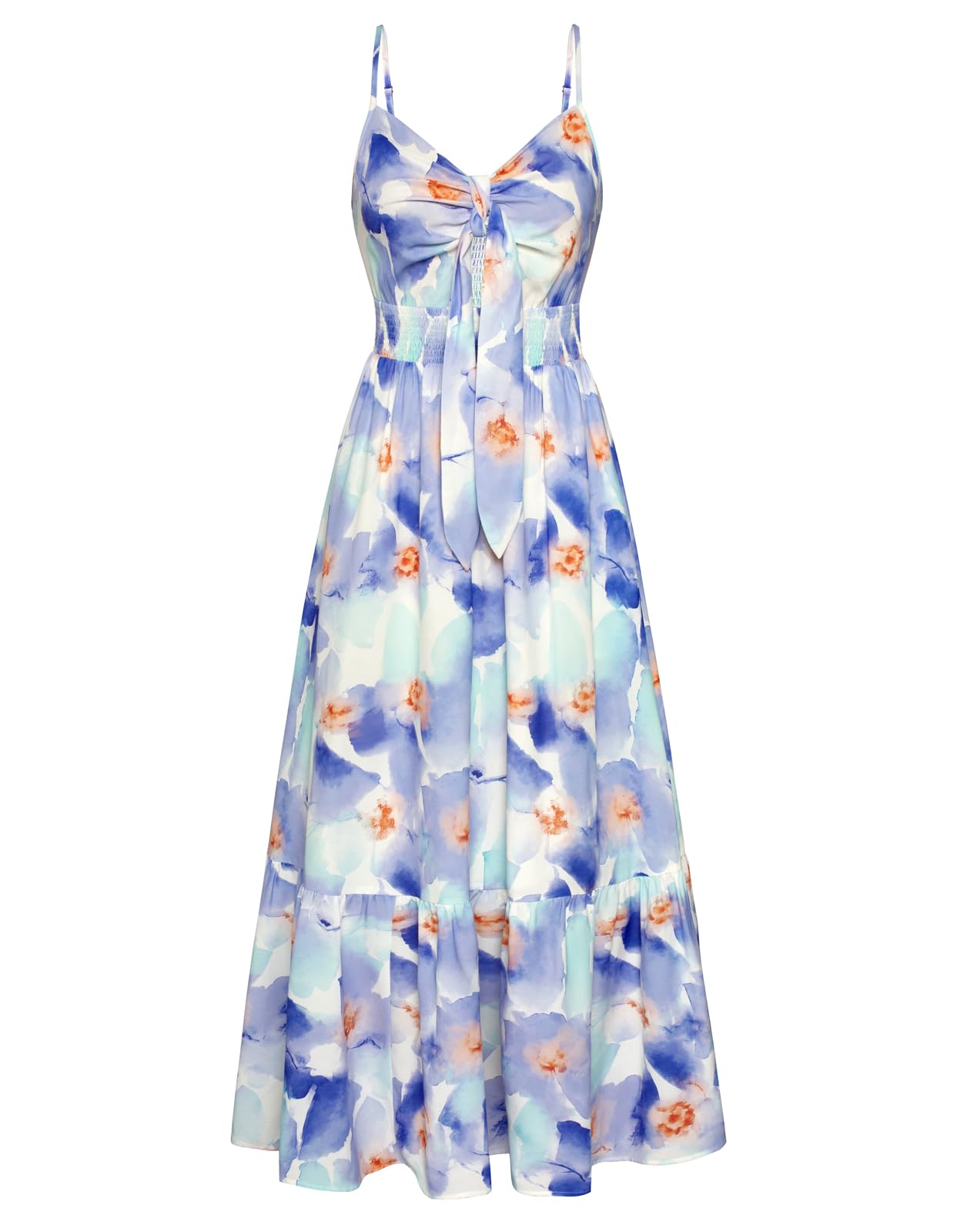 GRACE KARIN 2025 Women Summer Floral Tie Front Casual Boho Beach Maxi Dress with