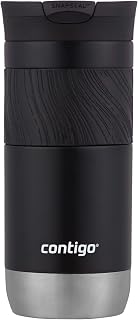 Contigo Byron Vacuum-Insulated Stainless Steel Travel Mug, Licorice, 16oz | Leak-Proof Lid, Thermalock Insulation, Hot 6 Hrs or Cold 12 Hrs, One-Handed Drinking, Textured Grip, Fits Car Cup Holders