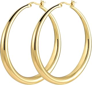 Gold Silver 925 Large Hoop Earrings Women Large Thick Hoop Gold Earrings