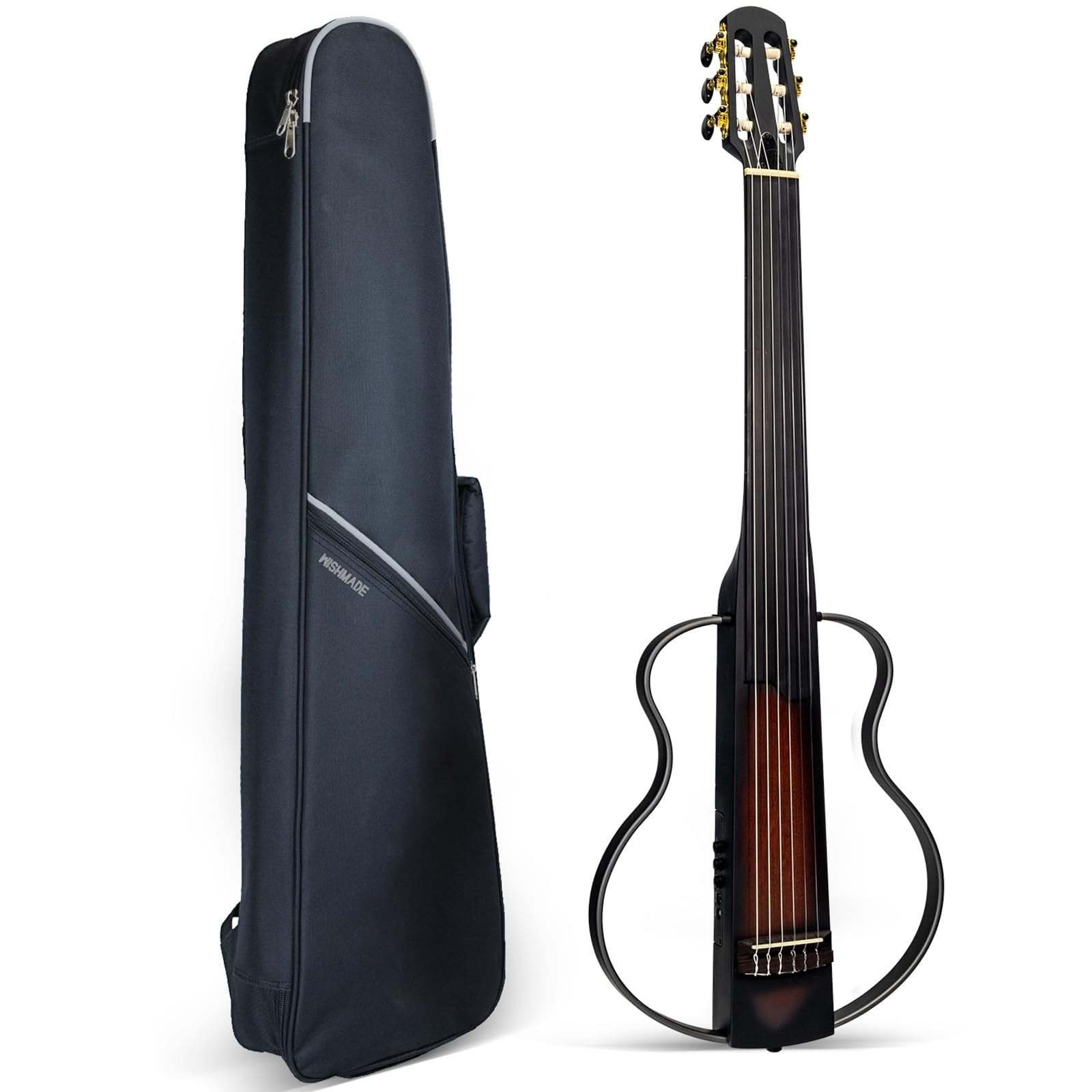 WishMade Acoustic Electric Travel Guitar Fretless Portable Travel Guitar | Nylon