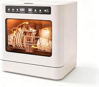 Countertop Dishwasher, 4 Programs Portable Dishwasher | 360° Coverage, No Hookup Needed, 167 °F High-Temperature Washing ,Hot Air Drying & 72-Hour Air Circulation for Homes, RVs