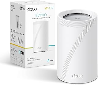 TP-Link Deco BE65 WiFi 7 Router, BE9300Mbps Tri-Band Gigabit WiFi | 4×2.5G Ports for Ultra Fast Wired/Wireless,AI Driven Performance,Works with All ISPs,VPN Router,HomeShield,Easy Setup
