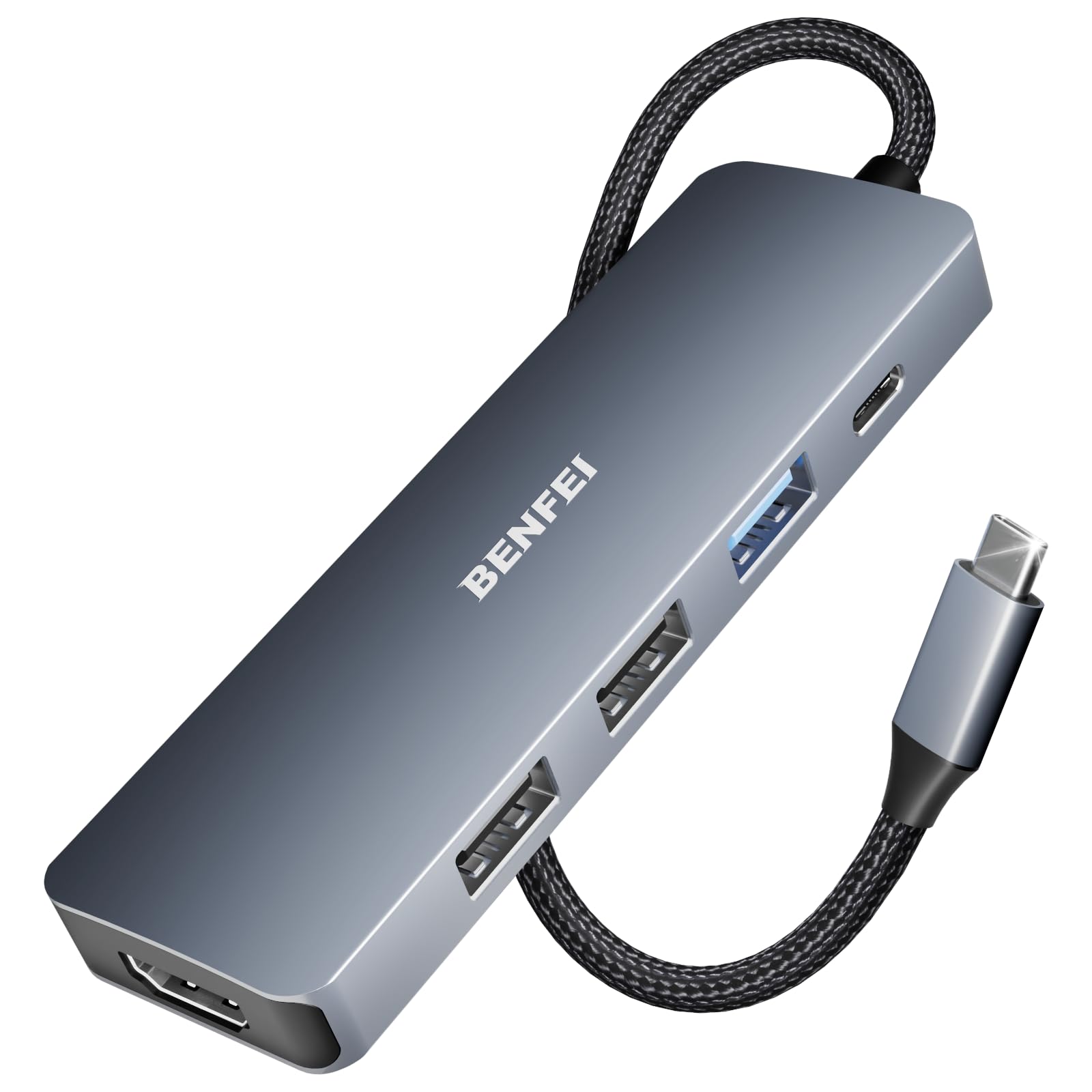 BENFEI 5in1 USB C Hub with 4K HDMI, 3 USB-A, 100W Power Delivery, Silicone and W