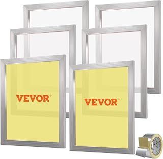 VEVOR Screen Printing Kit, 6 Pieces Aluminum Silk Screen Printing Frames, 20x24inch Silk Screen Printing Frame with 160 Count Mesh, High Tension Nylon Mesh and Sealing Tape for T-Shirts DIY Printing