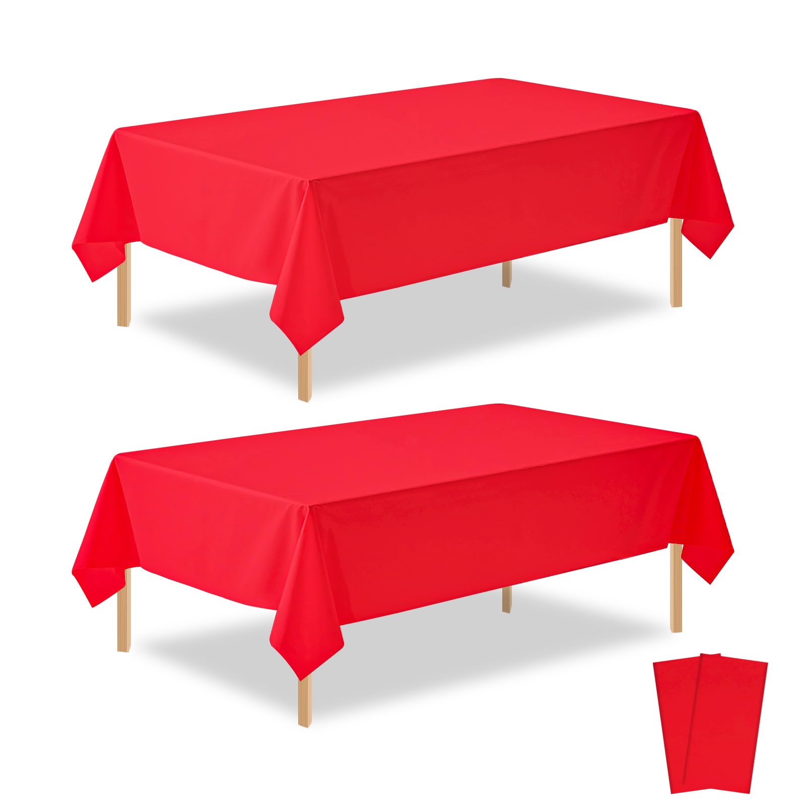 2 Pcs Red Plastic Table Cloths, Disposable Red Tablecloths