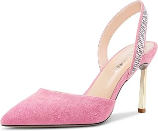 Castamere Women's High Heel Pointed Toe Pumps Slingback Slip-on Diamond Crystal 8.5 CM Heels