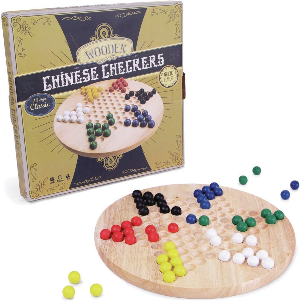 Wooden Chinese Checkers | Made with All Natural Wooden Materials | Includes 60 W
