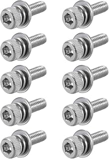 M3 x 10mm Stainless Steel Hex Socket Head Cap Screw Bolt is a combination of spring washers and plain washers 10pcs