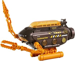 Rinnland Submarine Toy, Submersible Model Toy Deep-sea Probe Toy with Robotic Arms, Adjustable Base, Foldable Design, Transformable Shapes (Black)