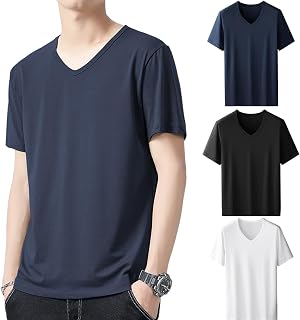 HISITOSA Men's Inner Shirt, Short Sleeve【Incredible Sweat Absorption and Quick Drying】 Undershirt V-Neck 3/5-Pack【Incredible Softness】 Shirt Underwear 【Incredible Stretchability】