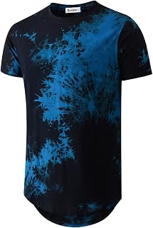 Men's Hip Hop Tie Dye Hipster Curved Hem T-Shirt