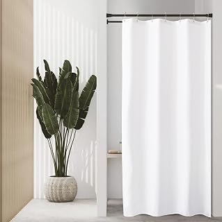 Felisa Stall Fabric Shower Curtain Liner with 3 Magnets,42W x 72L, Waterproof & Hotel Quality Shower Stall Curtain Liner for Bathroom,Soft Cloth,Narrow Size Small Shower Curtain,White