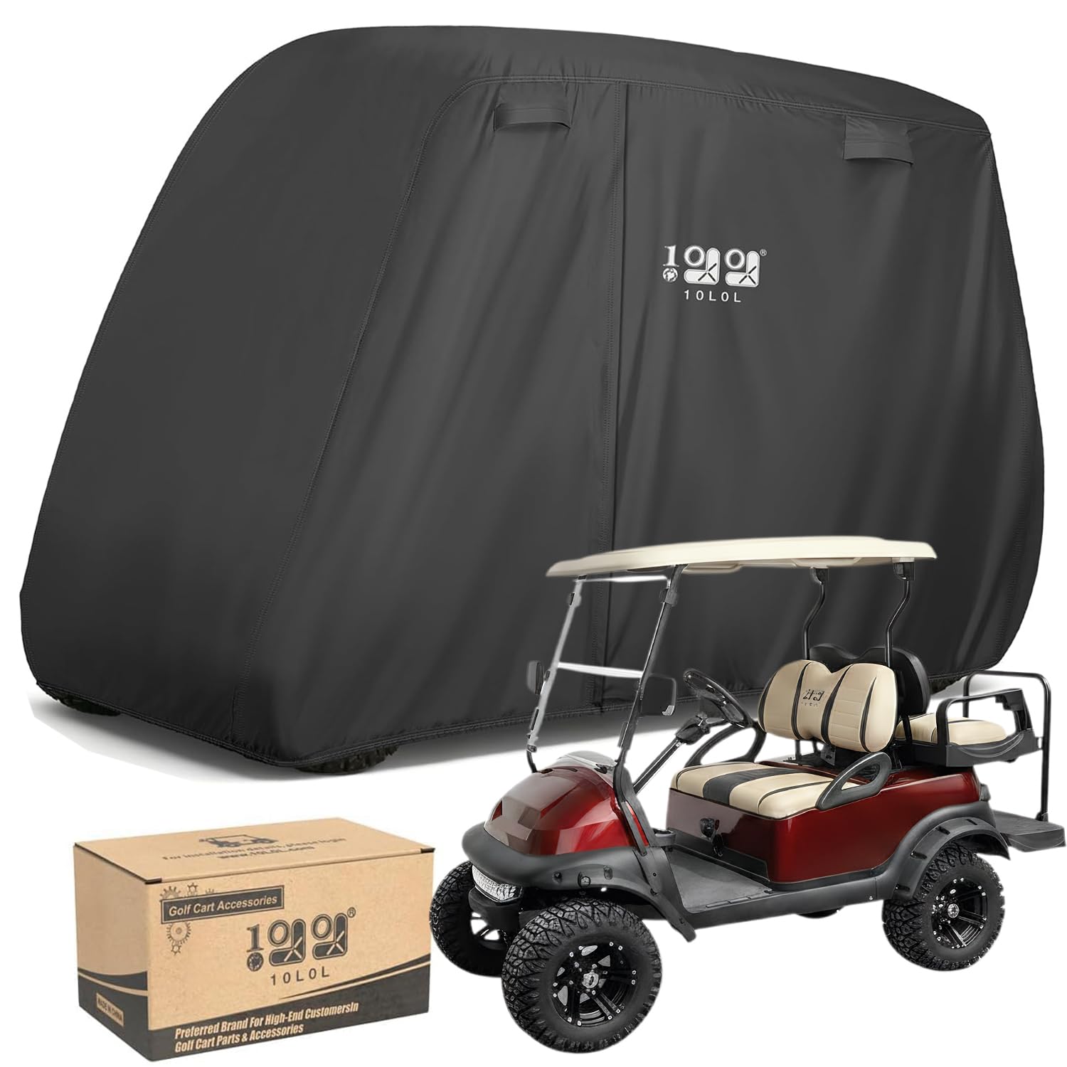 10L0L Universal 2-4/4+2 Passengers Golf Cart Cover for Yamaha, EZGO, Club Car, W