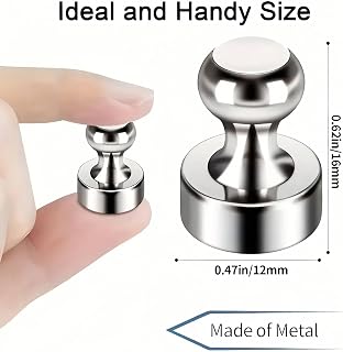 FINDMAG 48 Pack Strong Fridge Magnets, 12 x 16 mm Magnetic Push Pins Silver