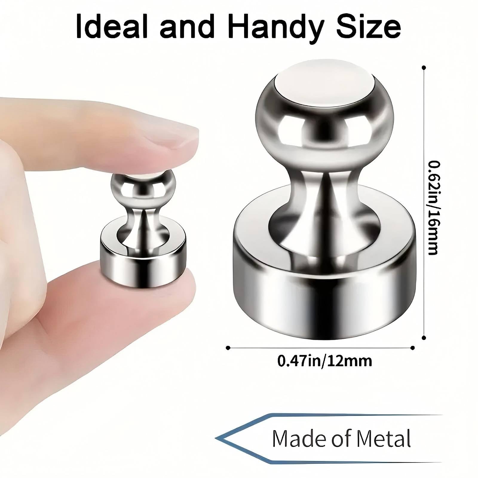 FINDMAG 48 Pack Strong Fridge Magnets, 12 x 16 mm Magnetic Push Pins Silver