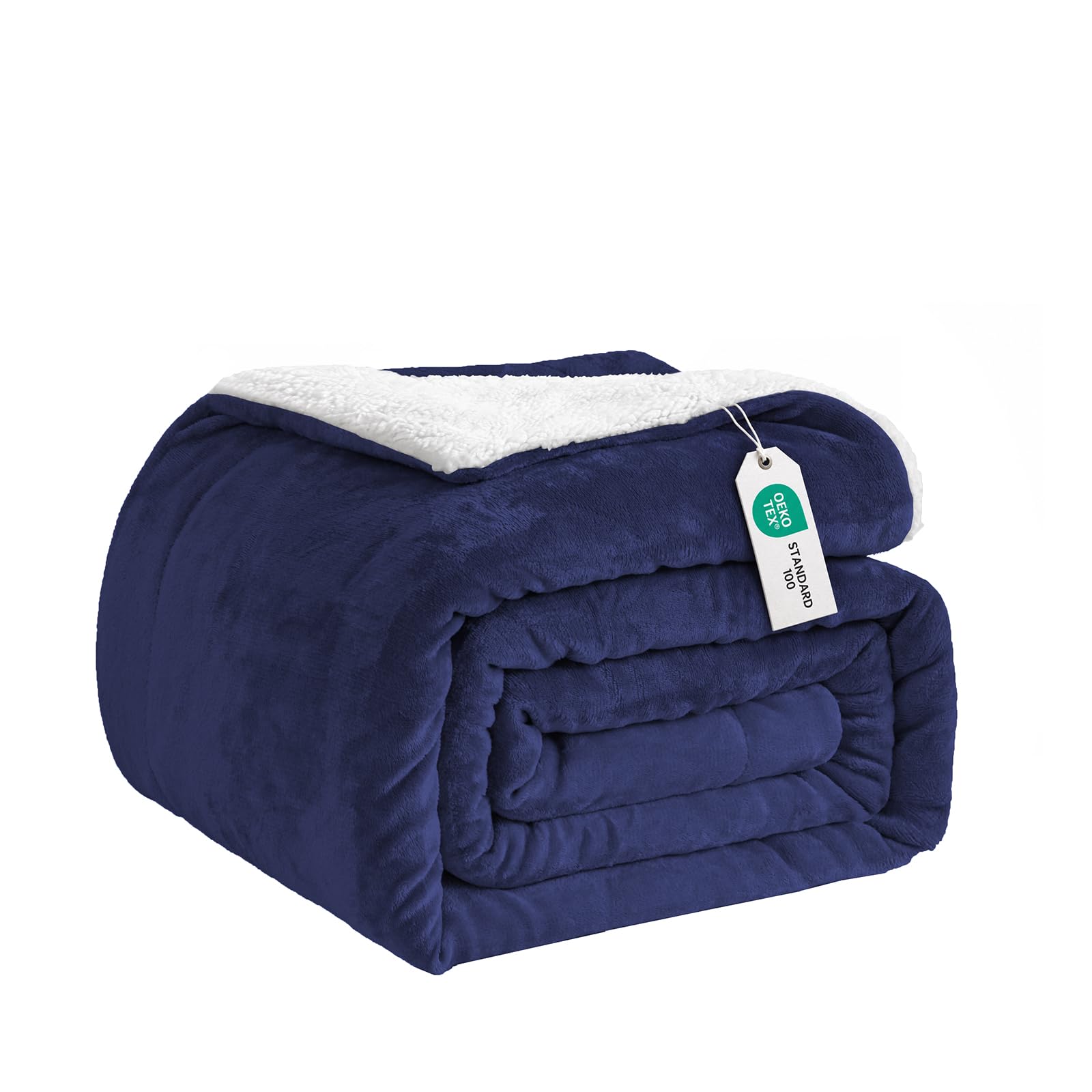 Good Nite cuddly blanket, 150 x 200 cm, navy blue fleece blanket, Sherpa sofa th