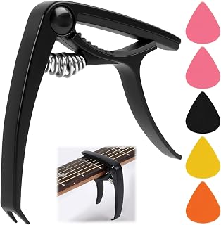 Guitar Capo, Guitar Capo for Acoustic and Electric Guitars, with 6 Guitar Picks, with Comfort Grip，2 in 1 Ergonomic Zinc Alloy Trigger Capo, Bridge Pin Puller, Classical Guitar