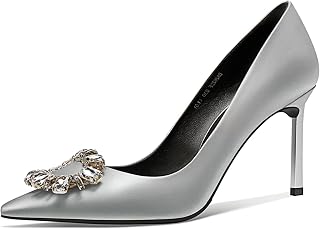 Castamere Women's High Heel Pointed Toe Stiletto High Heel Pumps Slip-on Diamond Crystal Wedding Party 8.5 cm Heels