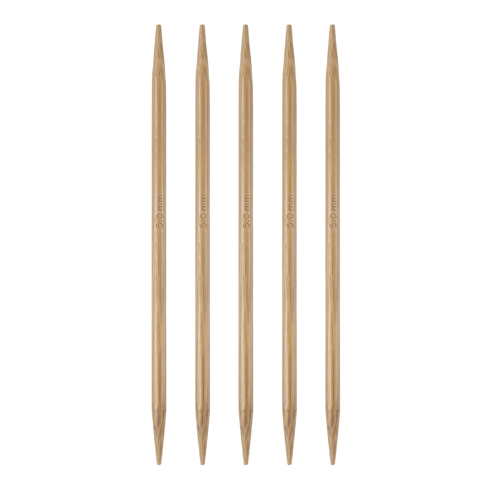 HARFINGTON Bamboo Knitting Needles US 8 (5mm) Double Pointed 6" 5pcs | 15cm Long
