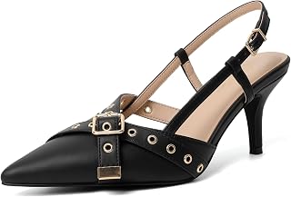 Mostrin Kitten Heels for Women Pointed Closed Toe Heels Vintage Stiletto Dressy Pumps Shoes for Office Work Party