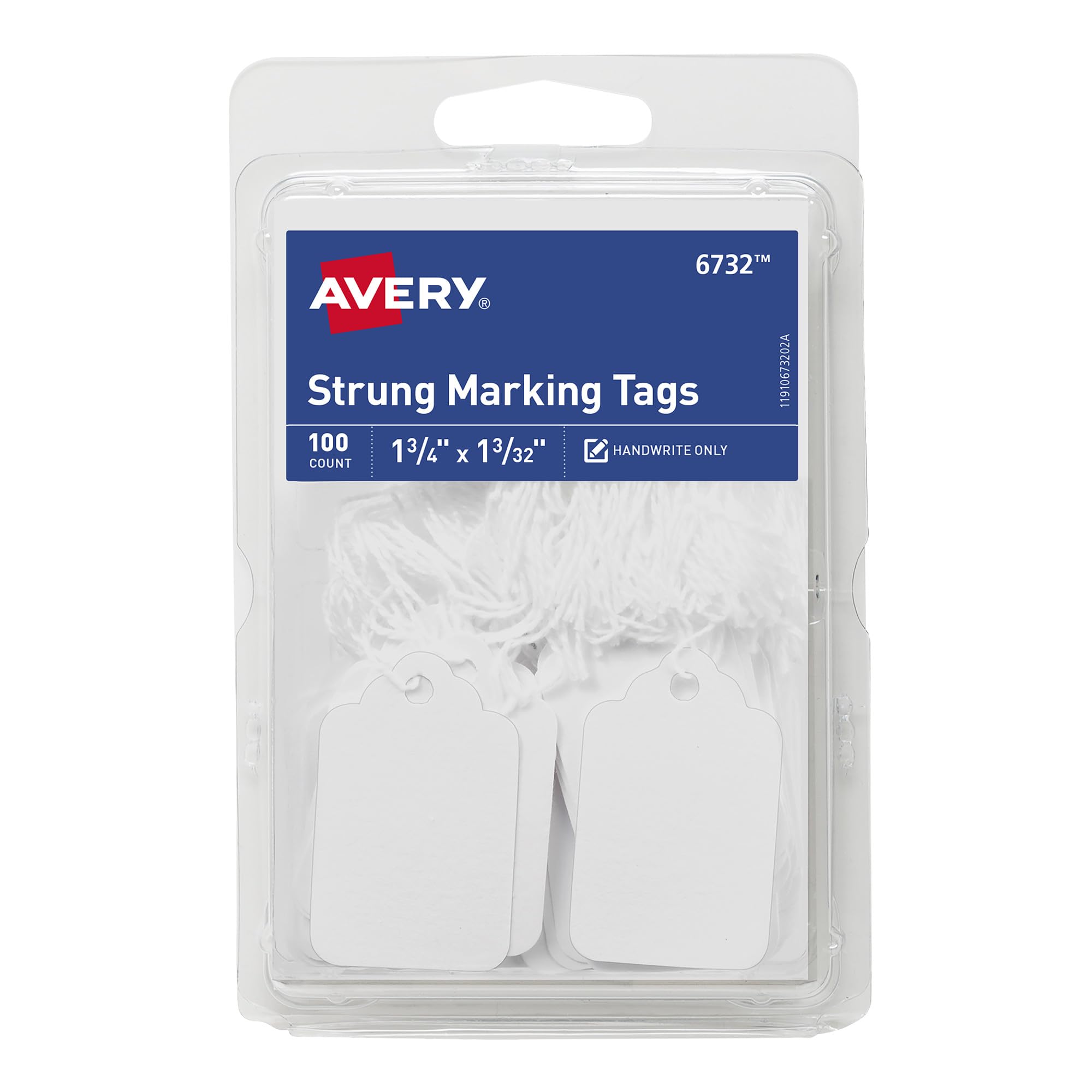 Marking Tags, White, 1-3/4" x 1-3/32", Strung, 100/PK