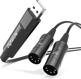 DigitalLife SyncX5 USB to 5-Pin DIN MIDI Interface Cable (1.8M) | Ultra-Low Latency Plug and Play MIDI Connection for Keyboards and Synthesizers. Music Production, Studio and Live Performance