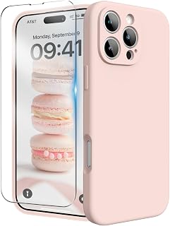for iPhone 16 Pro Max Case with Screen Protector, Chalk Pink