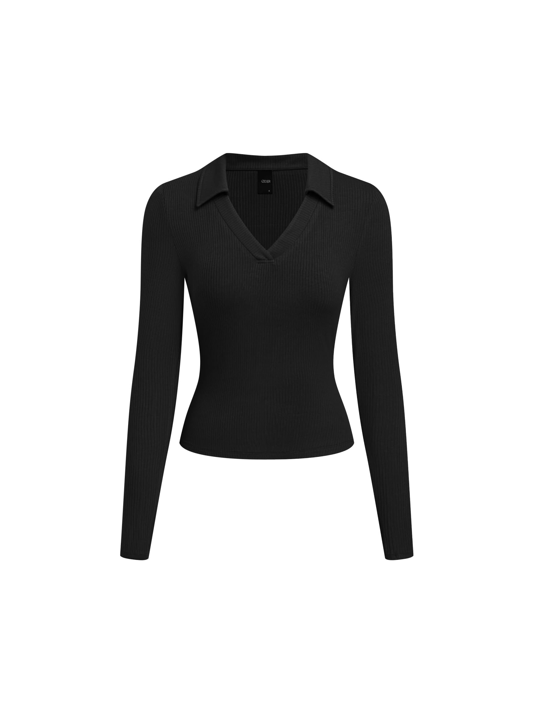 CIDER Fitted Long Sleeve Shirts for Women - V Neck Polo Shirts Business Casual C