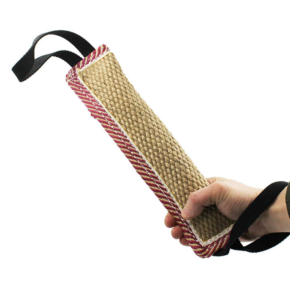 1 x Natural Burlap Dog Chew Toy, Dog Training Toy with Handle Design for Pets, T
