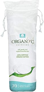 Organyc 100% Organic Cotton Rounds - Biodegradable Cotton, Chemical Free, For Sensitive Skin (70 Count) - Daily Cosmetics. Beauty and Personal Care