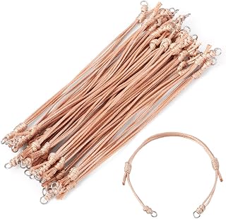 20 Pieces Korean Waxed Polyester Cord Bracelets Adjustable with Jump Rings for Friendship Bracelets Jewelry Making Crafts Burlywood Supplies, 9.25"