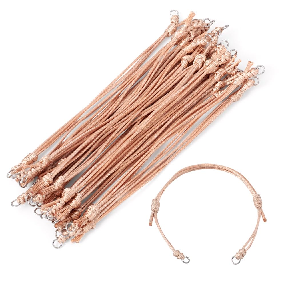 20 Pieces Korean Waxed Polyester Cord Bracelets Adjustable with Jump Rings for F