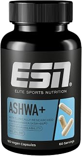 ESN Ashwa+, 120 Vegan Capsules, Non-GMO, 60 Servings, 2 Months Supply