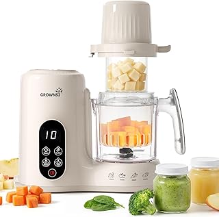 Grownsy Baby Food Maker &amp; Processor with Dual-Layer Steam Basket,Cream | Steamer &amp; Blender, Healthy Homemade Baby Food Purees, Starting Solids &amp; BLW, Baby Feeding Essentials, 6+ Months