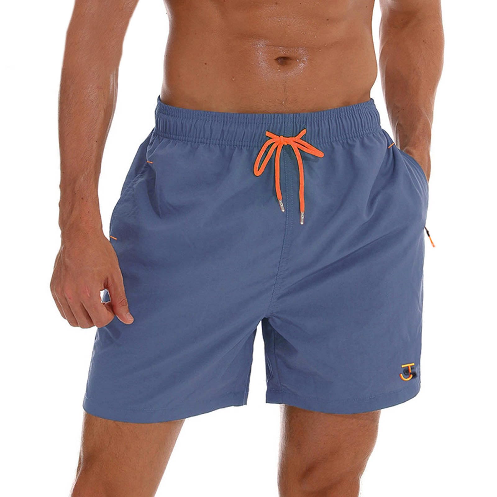 JustSun Men's Swim Shorts with Zippered Pockets Waterproof Quick Dry Shorts with