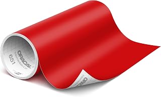 ORACAL 651 Matte Red Vinyl Durable Roll Easy to Weed Permanent Adhesive Craft Vinyl for Plotting Machines, Decals & DIY Projects 12” x 10ft