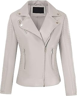 Women's Faux Leather Motorcycle Cropped Coat Lapel Collar Jacket