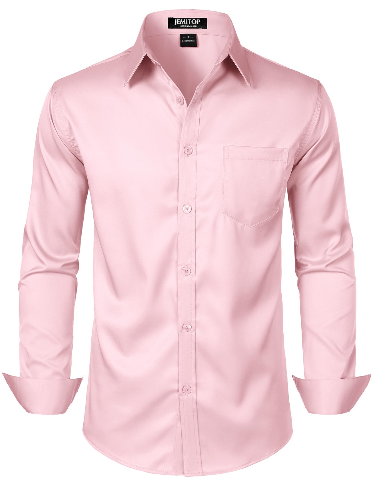 JEMITOP Men's Stretch Slim Fit Dress Shirts Formal Wedding Prom Business Long Sl