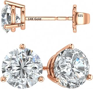 14K Gold Post & Sterling Silver Swarovski Zirconia Martini Stud Earrings