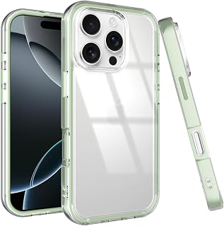 Puxicu Acrylic 2 in 1 for iPhone 14 Pro Max Case，Anti-Yellowing, Military-Grade Protection, Drop Shockproof Slim Phone Cover for iPhone 14 Pro Max 6.7", Clear+Light Green