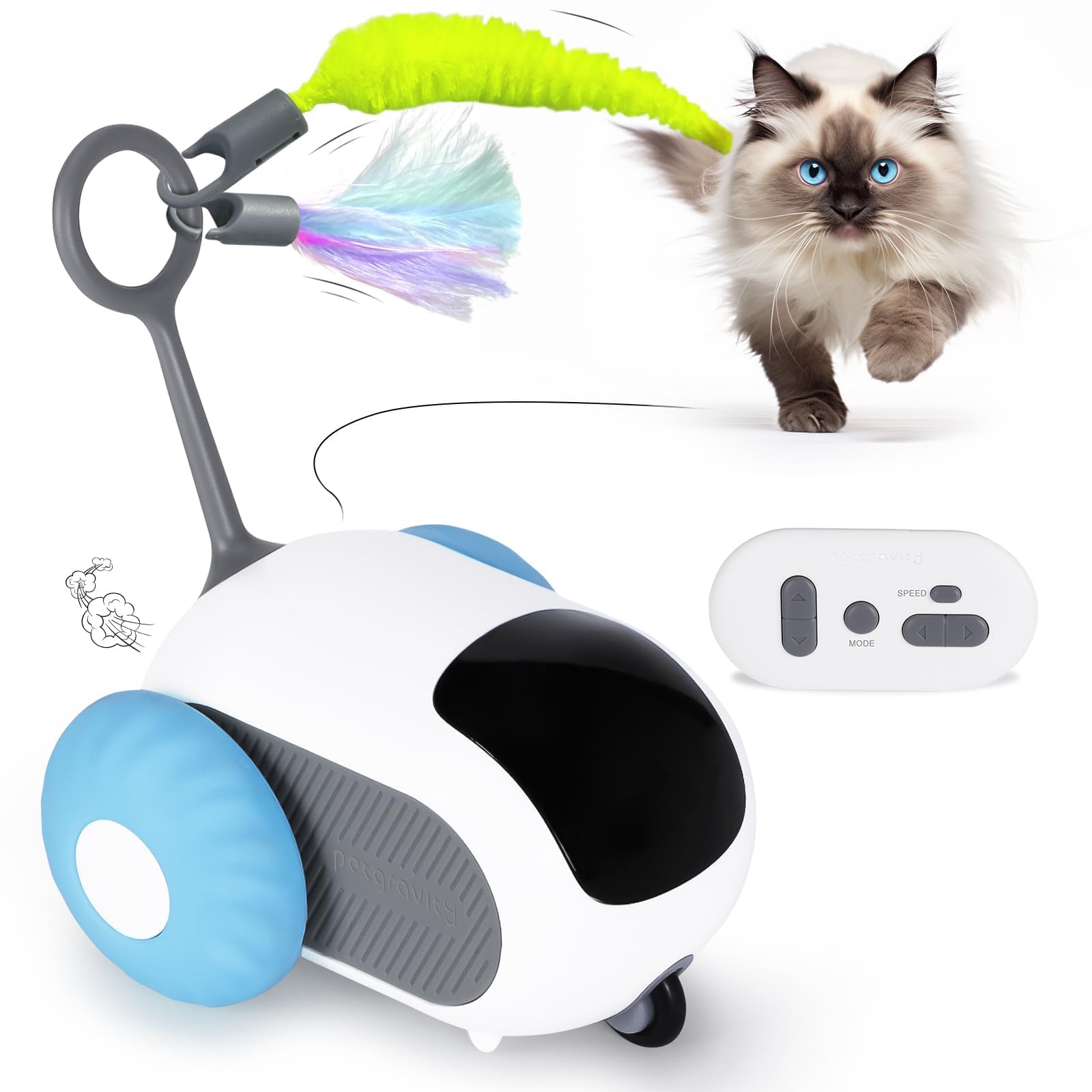 2-in-1 Remote Control/Automatic Interactive Cat Toy for Indoor Cats Dogs
