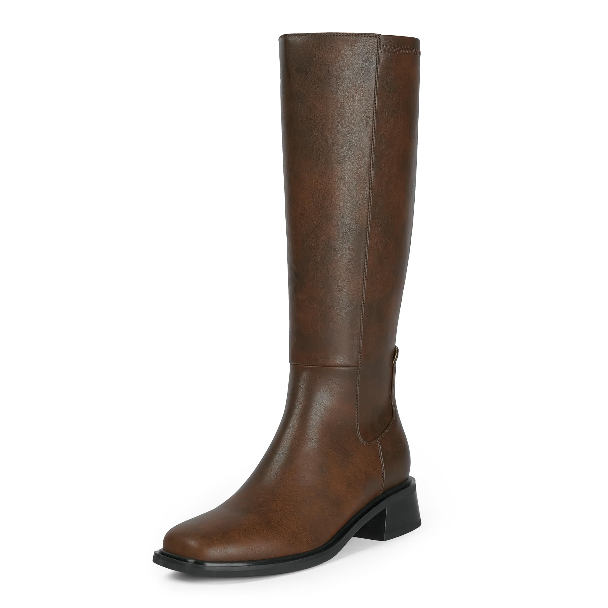 QIY Knee High Boots for Women Low Heel Flat Tall Boots