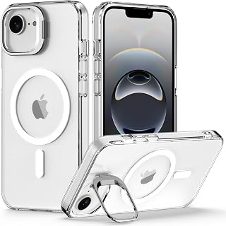 Nvollnoe for iPhone 17e Case,iPhone 16e Case Compatible with MagSafe Military Grade Shockproof Heavy Duty Protective Adjustable Kickstand Matte Semi Clear Phone Cover for iPhone 16e/17e(Clear)