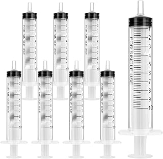 OFFCUP Plastic Syringes, 8pcs No Needle Syringe, 10ml Liquid Measuring Syringe with Luer Slip Tip for Refilling and Measuring Liquids, Scientific Labs Experiment, Feeding Pets (No Needle)