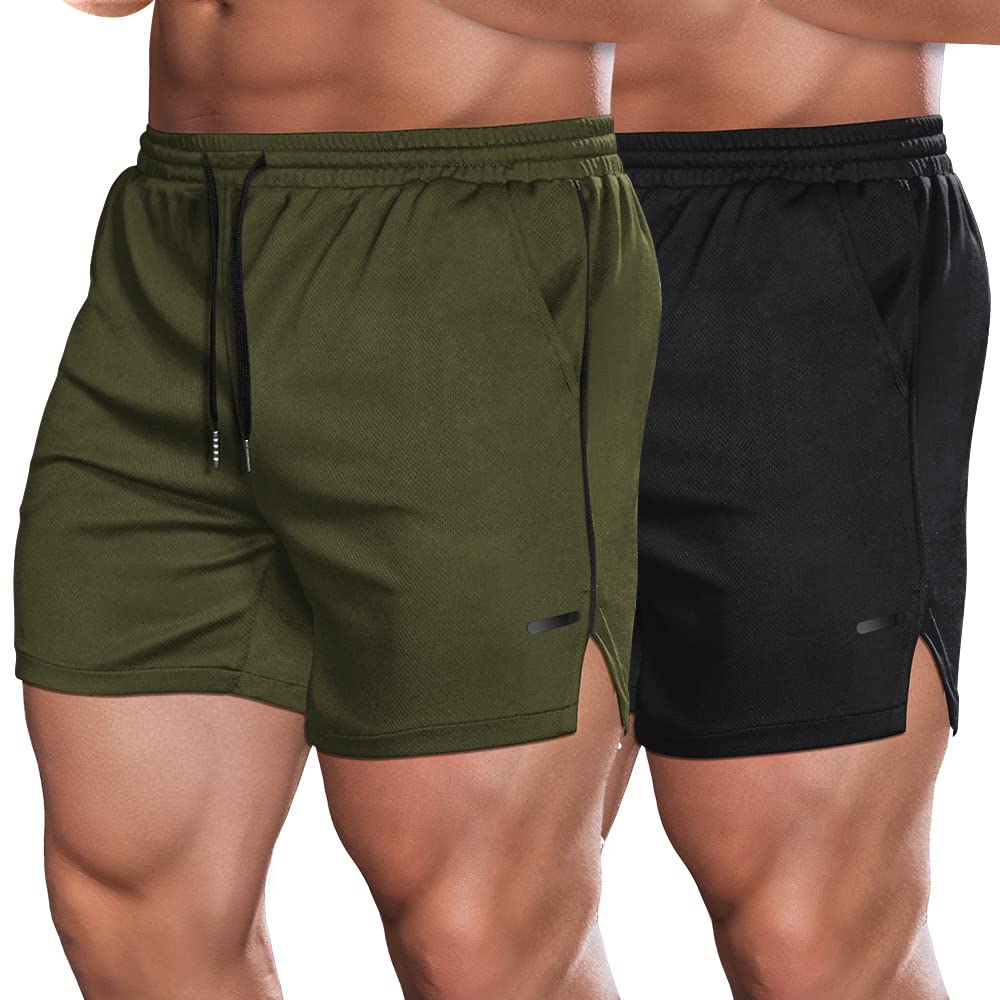COOFANDY 2 Pack Mens Quick Dry Workout Shorts - Lightweight 5" Athletic Shorts w